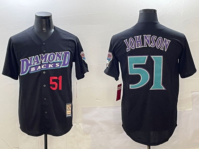 Men Arizona Diamondback #51 Johnson Black Throwback Game 2025 Nike MLB Jersey style 2